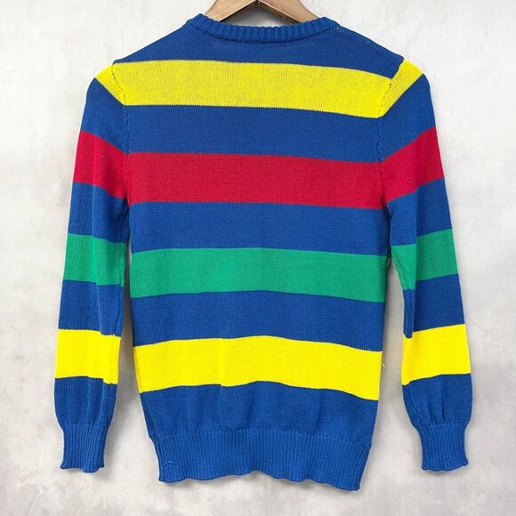 Disney 100 Mickey Mouse Sweater Youth Medium Rainbow Stripe Nebula Blue Retro - Picture 3 of 7